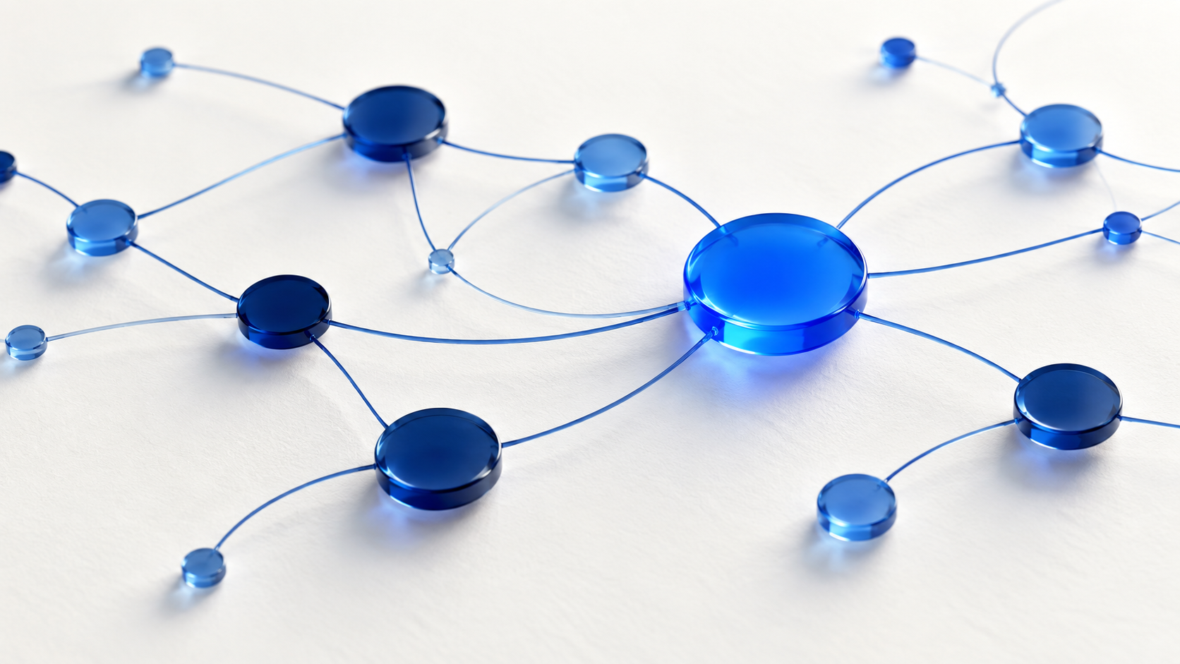 Abstract blue network of connected social media nodes